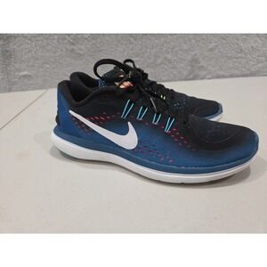 Womens Nike Flex 2017 Run Running 898476-004 Shoe- Blue/Black-Size 9